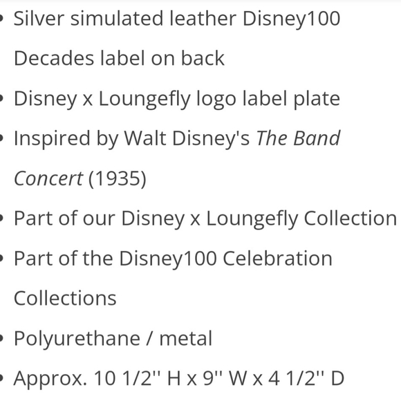 Walt Disney "In the Band Concert" Loungefly Backpack Disney100 - Picture 10 of 10